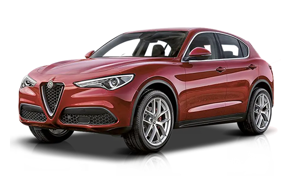 Alfa Romeo Stelvio rosso scuro a noleggio